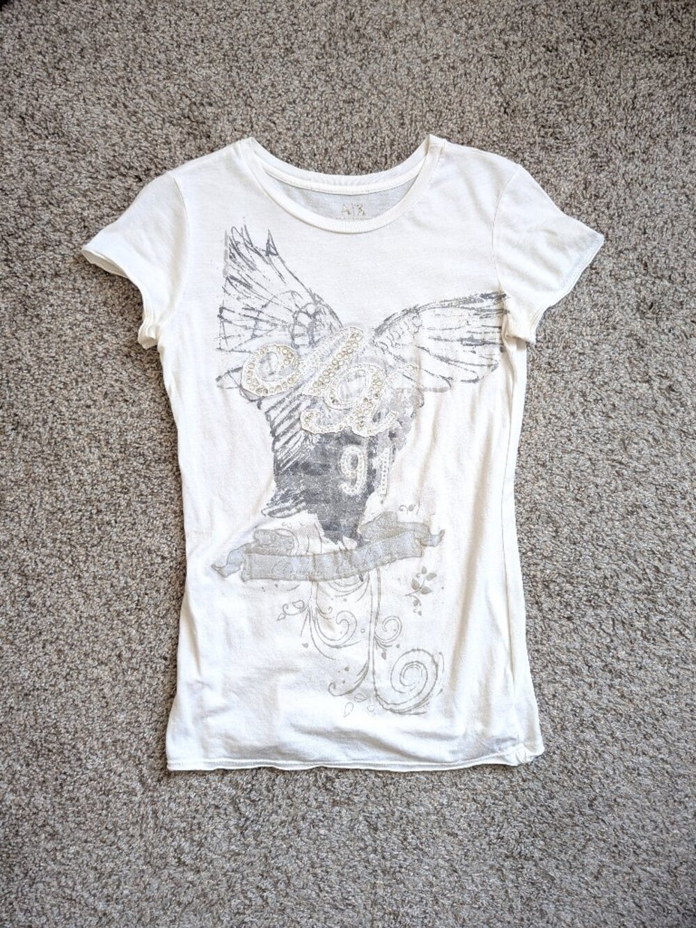 Vintage Armani Exchange Graphic Cap Sleeve T-shirt Women's Size S
